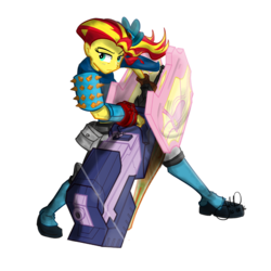 Size: 1250x1250 | Tagged: safe, artist:dahjezus, sunset shimmer, equestria girls, g4, clothes, crossover, god eater