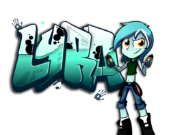 Size: 4447x3500 | Tagged: safe, artist:fj-c, lyra heartstrings, equestria girls, g4, belly button, female, graffiti, midriff, simple background, solo, transparent background