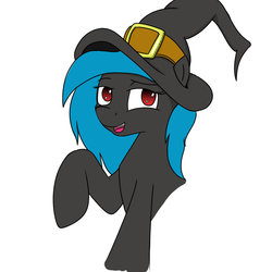 Size: 800x800 | Tagged: safe, artist:jaomt2015, oc, oc only, oc:ghost lily, hat, nightmare night, solo, witch hat