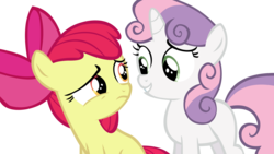 Size: 14927x8394 | Tagged: safe, artist:cyanlightning, apple bloom, sweetie belle, g4, .svg available, absurd resolution, simple background, smiling, transparent background, vector