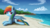 Size: 1280x720 | Tagged: safe, artist:ailynd, rainbow dash, pegasus, pony, g4, beach, cloud, female, prone, solo, spread wings