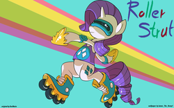 Size: 1920x1200 | Tagged: safe, artist:james-the-brony1, edit, rarity, pony, g4, bipedal, clothes, female, roller skates, solo, wallpaper, wallpaper edit