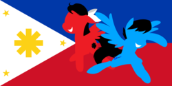 Size: 1800x900 | Tagged: safe, artist:mofetafrombrooklyn, oc, oc only, bow, flag, hair bow, philippines, silhouette