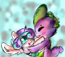 Size: 370x320 | Tagged: safe, artist:panzinochuchu99, princess flurry heart, spike, pony, g4, duo