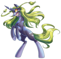 Size: 2376x2319 | Tagged: safe, artist:vampireselene13, oc, oc only, oc:dappleton, pony, corrupted, high res, solo