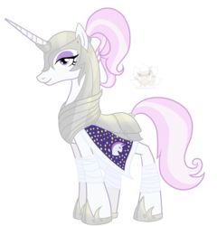 Size: 1666x1732 | Tagged: safe, artist:stagetechyart, fleur-de-lis, pony, unicorn, g4, armor, bandage, eyeshadow, female, makeup, mare, simple background, solo, transparent background, unicorn tribe