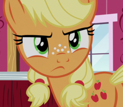 Size: 822x720 | Tagged: safe, screencap, applejack, earth pony, pony, g4, where the apple lies, butt, cropped, female, freckles, looking back, plot, solo, teenage applejack, teenager