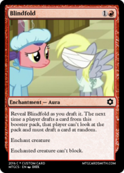 Size: 375x523 | Tagged: safe, screencap, derpy hooves, soft scrubs, pegasus, pony, g4, where the apple lies, bandage, card, female, magic the gathering, mare, teenage derpy hooves
