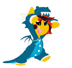 Size: 1024x967 | Tagged: safe, artist:kellythedrawinguni, oc, oc only, oc:southern belle, dragon, clothes, commission, costume, cute, kigurumi, solo