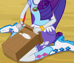 Size: 620x529 | Tagged: safe, screencap, rarity, equestria girls, g4, my little pony equestria girls: legend of everfree, animated, boots, bracelet, camp everfree logo, camp everfree outfits, clothes, cropped, embrace the magic, female, gif, jewelry, lidded eyes, looking at you, open mouth, paintbrush, painting, shorts, socks, solo, surprised, wide eyes