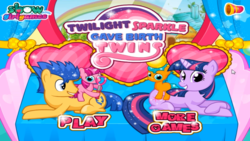 Size: 1363x768 | Tagged: safe, flash sentry, twilight sparkle, oc, pony, g4, animated at source, bootleg, crossing the line twice, disturbing, elsagate, flash game, implied pregnancy, kids fun world tv, male, offspring, out of context, parent:flash sentry, parent:twilight sparkle, parents:flashlight, race swap, recolor, ship:flashlight, shipping, straight, wat, weird youtube kids video, why, you know for kids