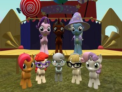 Size: 1400x1050 | Tagged: safe, artist:soad24k, babs seed, silver spoon, starlight glimmer, sweetie belle, trixie, twist, zippoorwhill, oc, oc:soadia, pony, unicorn, g4, 3d, female, gmod, mare
