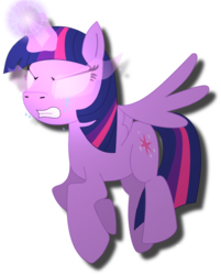 Size: 672x835 | Tagged: safe, artist:andelai, twilight sparkle, alicorn, pony, g4, crying, female, glowing eyes, glowing horn, horn, solo, twilight sparkle (alicorn)