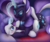 Size: 2340x1950 | Tagged: safe, artist:conscious-aberration, nightmare rarity, rarity, pony, g4, bed, blushing, context needed, duality, duo, eyeshadow, female, femdom, femsub, floppy ears, glowing horn, heart eyes, horn, jewelry, lesbian, lip bite, looking at each other, magic, makeup, necklace, nightmare raridom, on back, pillow, rarisub, self ponidox, selfcest, ship:nightmare rararararara, shipping, submissive, tiara, wingding eyes