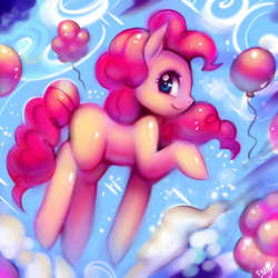 Size: 1000x1000 | Tagged: safe, artist:sukesha-ray, pinkie pie, g4, balloon, cute, diapinkes, female, missing cutie mark, profile, solo