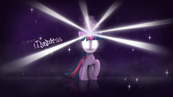 Size: 1920x1080 | Tagged: safe, artist:psyxofthoros, artist:summonneryuna, twilight sparkle, g4, crazy face, faic, female, glowing eyes, glowing horn, horn, insanity, looking at you, magic, reflection, solo, stars, twilight snapple, vector, wallpaper