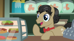 Size: 1920x1080 | Tagged: safe, screencap, filthy rich, earth pony, pony, g4, where the apple lies, bowtie, cash register, dollar sign, male, solo, stallion