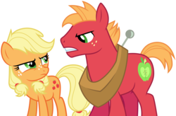 Size: 4583x3011 | Tagged: safe, artist:cloudy glow, applejack, big macintosh, earth pony, pony, g4, where the apple lies, .ai available, brother and sister, female, freckles, high res, male, siblings, simple background, stallion, teenage applejack, teenage big macintosh, transparent background, vector, younger