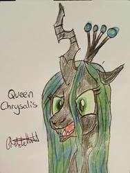 Size: 722x960 | Tagged: safe, artist:rapidsnap, queen chrysalis, g4, female, solo, traditional art