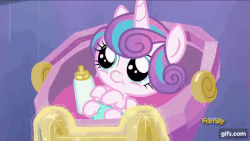 Size: 640x360 | Tagged: safe, screencap, princess flurry heart, spike, starlight glimmer, twilight sparkle, alicorn, dragon, pony, unicorn, g4, season 6, the times they are a changeling, animated, auntie twilight, baby, baby bottle, baby pony, cooing, cradle, cute, daaaaaaaaaaaw, diaper, discovery family logo, female, filly, flurrybetes, foal, gif, gifs.com, glimmerbetes, male, mare, open mouth, spikabetes, twiabetes, twilight sparkle (alicorn), uncle and niece, uncle spike