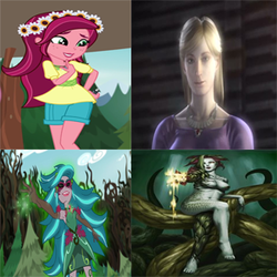 Size: 300x300 | Tagged: safe, edit, edited screencap, screencap, gaea everfree, gloriosa daisy, equestria girls, g4, my little pony equestria girls: legend of everfree, alexia ashford, comparison, crossover, evil, resident evil