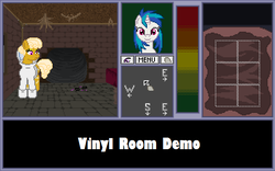 Size: 639x400 | Tagged: safe, artist:herooftime1000, dj pon-3, vinyl scratch, oc, oc:haute cuisine, earth pony, pony, unicorn, octavia in the underworld's cello, g4, basement, beekeeper, dungeon, fan game, pixel art