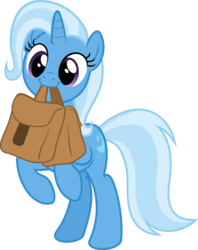 Size: 3000x3789 | Tagged: safe, artist:sollace, trixie, pony, unicorn, g4, to where and back again, .svg available, :3, bags, bipedal, cute, diatrixes, female, full body, high res, looking at you, mouth hold, rearing, saddle bag, show accurate, simple background, smiling, solo, to saddlebags and back again, transparent background, vector