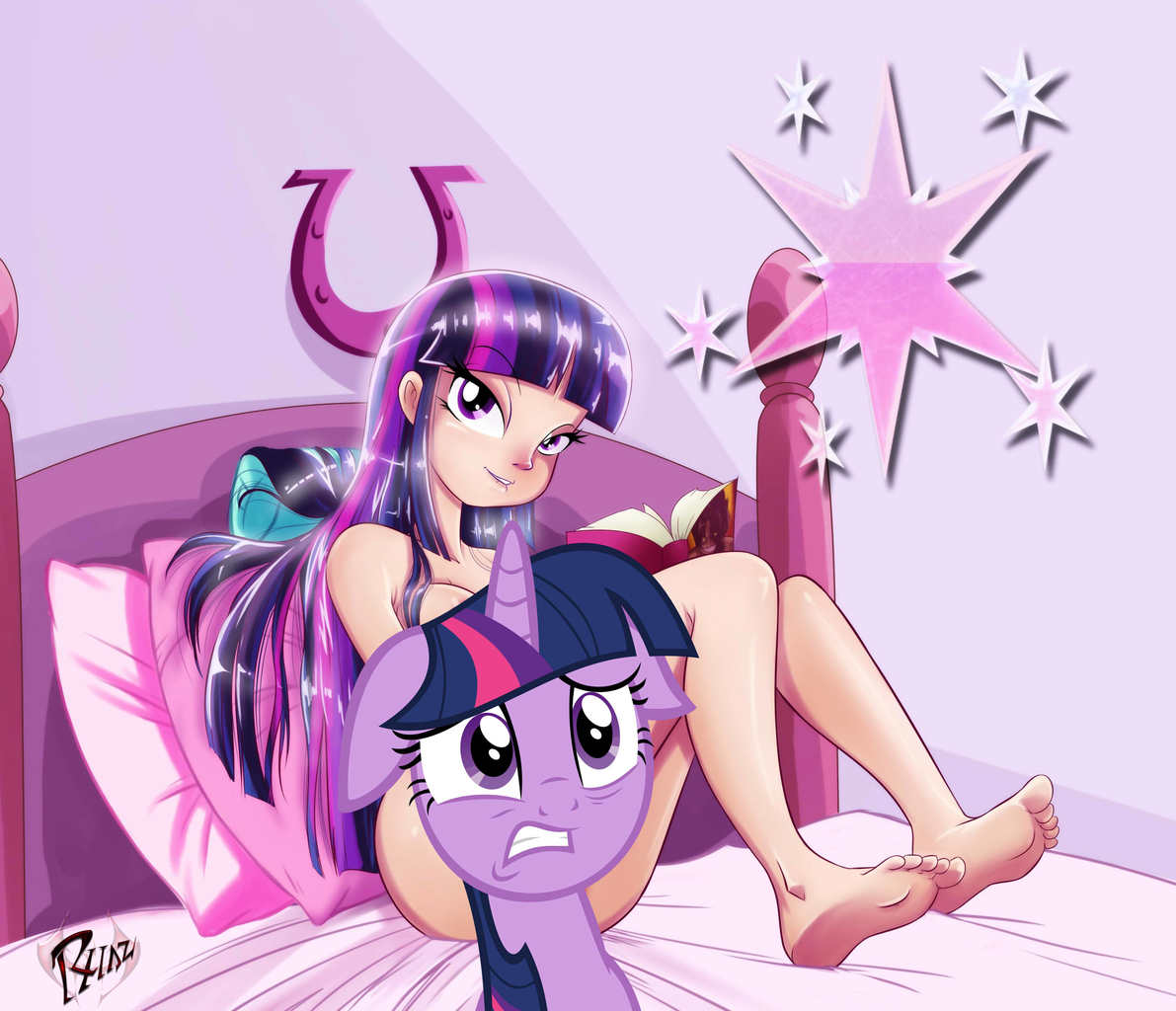 #1286294 - suggestive, artist:erohd, <b>twilight</b> sparkle, human, g4, barefoot,...