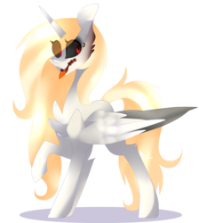 Size: 2029x2263 | Tagged: safe, artist:huirou, oc, oc only, alicorn, pony, alicorn oc, black sclera, high res, simple background, solo, tongue out, transparent background