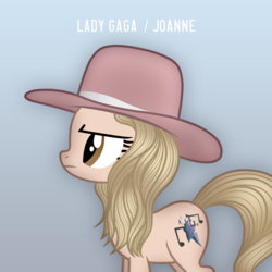 Size: 1500x1500 | Tagged: safe, artist:aldobronyjdc, pony, album, album cover, female, hat, joanne, lady gaga, music, parody, ponified, ponified album cover, ponified celebrity, solo, song reference