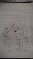 Size: 1920x1080 | Tagged: safe, artist:supahdonarudo, princess luna, g4, drawing, excited, lined paper, male, traditional art, waluigi