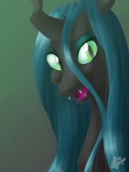 Size: 2250x3000 | Tagged: safe, artist:jerimin19, queen chrysalis, changeling, changeling queen, g4, bust, female, gradient background, high res, looking at you, open mouth, portrait, solo