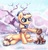 Size: 4069x4268 | Tagged: safe, artist:inowiseei, part of a set, applejack, winona, dog, earth pony, pony, g4, absurd resolution, beanie, c:, clothes, cottagecore, cute, ear fluff, eyes closed, female, hat, jackabetes, mare, petting, scarf, scenery, sitting, smiling, snow, snowfall, solo, underhoof, winter