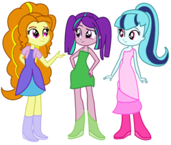 Size: 1064x898 | Tagged: safe, artist:trixiesparkle63, adagio dazzle, aria blaze, sonata dusk, equestria girls, g4, clothes, dress, the dazzlings, younger