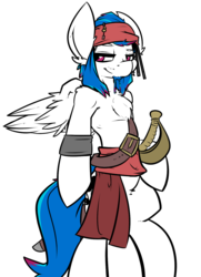 Size: 1179x1630 | Tagged: safe, artist:bbsartboutique, oc, oc only, oc:kami, pegasus, pony, bipedal, clothes, costume, nightmare night costume, pirate, saber, solo, spread wings, weapon