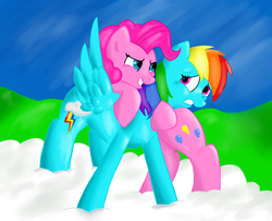 Size: 3220x2620 | Tagged: safe, artist:my-little-brony, pinkie pie, rainbow dash, g4, cloud, high res