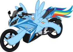 Size: 2517x1806 | Tagged: safe, artist:s4ncho, rainbow dash, pegasus, pony, g4, inanimate tf, motorcycle, newbie artist training grounds, simple background, transformation, transparent background, vector, wat
