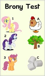 Size: 600x1000 | Tagged: safe, fluttershy, rarity, scootaloo, chicken, g4, bronybait, fluttertree, food, marshmallow, meme, rarity is a marshmallow, scootachicken, test, tree