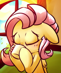 Size: 3320x4000 | Tagged: safe, artist:luxaestas, fluttershy, g4, blushing, cup, cute, drinking, eyes closed, female, shyabetes, solo, teacup