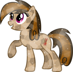 Size: 3034x3000 | Tagged: safe, artist:uponia, oc, oc only, oc:cupcake slash, crystal pony, pony, crystallized, flash puppet, happy, high res, raised hoof, simple background, solo, transparent background