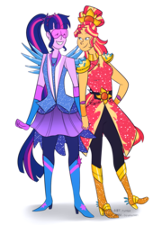 Size: 1280x1780 | Tagged: safe, artist:mokychan, sci-twi, sunset shimmer, twilight sparkle, equestria girls, g4, my little pony equestria girls: legend of everfree, boots, crystal guardian, crystal wings, female, glasses, high heel boots, holding hands, lesbian, sci-twilicorn, ship:sci-twishimmer, ship:sunsetsparkle, shipping, smiling, sparkles, sun