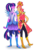 Size: 1280x1780 | Tagged: safe, artist:mokychan, sci-twi, sunset shimmer, twilight sparkle, equestria girls, g4, my little pony equestria girls: legend of everfree, boots, crystal guardian, crystal wings, female, glasses, high heel boots, holding hands, lesbian, sci-twilicorn, ship:sci-twishimmer, ship:sunsetsparkle, shipping, smiling, sparkles, sun