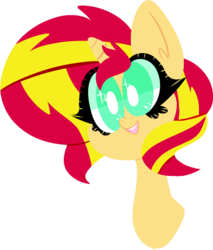 Size: 394x462 | Tagged: safe, artist:pondee, sunset shimmer, pony, unicorn, g4, bust, cute, female, lineless, mare, open mouth, portrait, shimmerbetes, simple background, smiling, solo, transparent background