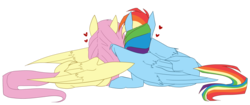 Size: 1280x539 | Tagged: safe, artist:fluffyrainbowsheep, fluttershy, rainbow dash, pegasus, pony, g4, female, heart, lesbian, mare, ship:flutterdash, shipping, simple background, transparent background