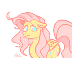 Size: 829x675 | Tagged: safe, artist:waackery, fluttershy, g4, female, messy mane, sad, solo, tired