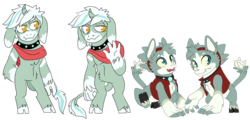 Size: 1366x656 | Tagged: safe, artist:dbkit, oc, oc only, diamond dog, hybrid, pony, clothes, diamond puppy, headband, horn, nose horn, offspring, parent:diamond dog, scarf, simple background, transparent background