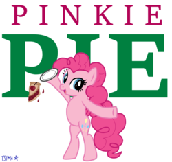Size: 1024x968 | Tagged: safe, artist:thesonginmyheart, pinkie pie, earth pony, pony, g4, bipedal, dish, female, food, pie, pun, solo, visual pun