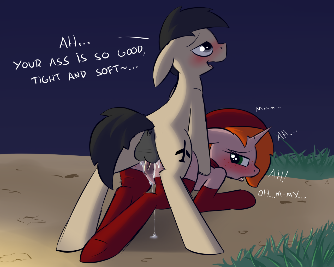 1292537 - explicit, artist:pj-nsfw, oc, oc only, oc:debra rose, oc:pj,  earth pony, pony, unicorn, pony town, ahegao, anal, anal creampie, anus,  balls, balls deep, bedroom eyes, blushing, clothes, compliment, creampie,  cum, cumming,