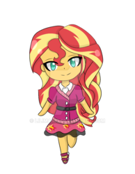 Size: 600x774 | Tagged: safe, artist:lilimani8, sunset shimmer, equestria girls, g4, chibi, cute, female, shimmerbetes, simple background, solo, transparent background, watermark