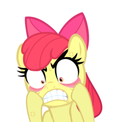 Size: 920x960 | Tagged: safe, edit, apple bloom, g4, angry, eyelid pull, faic, female, gritted teeth, rage, simple background, solo, teeth, transparent background, vector, wat